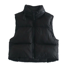 Load image into Gallery viewer, TRAF Women Cropped Padded Vintage Sleeveless Zip-Up Vest