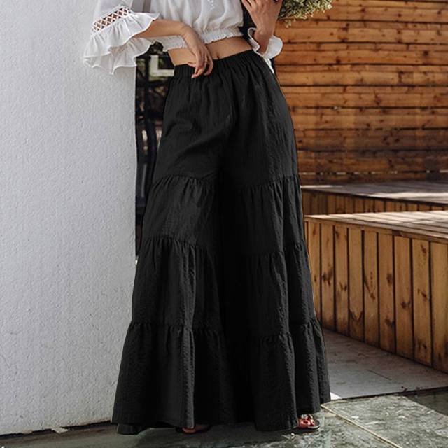 ZANZEA Women Casual Elastic Waist Long Pants