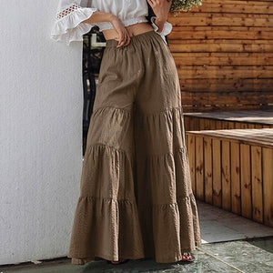 ZANZEA Women Casual Elastic Waist Long Pants