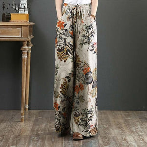 ZANZEA Women Elastic Waist Long Pants