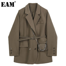 Load image into Gallery viewer, [EAM] Women Brown Pocket Big Size Blazer Jacket