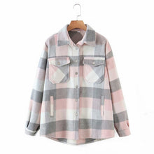 Load image into Gallery viewer, WIXRA Women Plaid Turn Down Collar Shirt