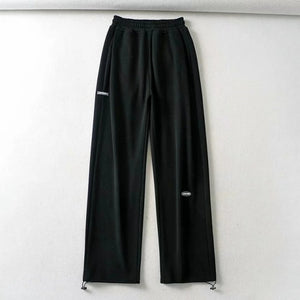 WIXRA Women Straight Elastic Waist Letter Print Sweatpants
