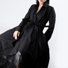 Load image into Gallery viewer, [EAM] Women Long Sleeve Button Irregular Shirt Dress