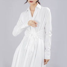 Load image into Gallery viewer, [EAM] Women Long Sleeve Button Irregular Shirt Dress
