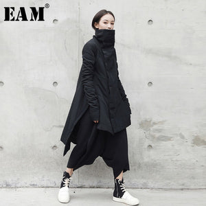 [EAM] Women Irregular Long Cotton Padded Coat