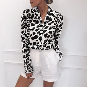 AACHOAE Women VintageLong Sleeve Leopard Print Shirt