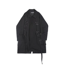 Load image into Gallery viewer, [EAM] Women Loose Fit Black Buckle Asymmetrical Long Jacket