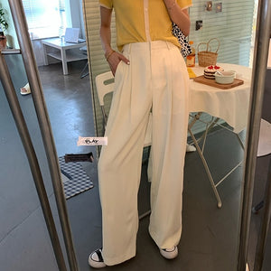 DICLOUD Women High Waist Black Wide-leg Pants