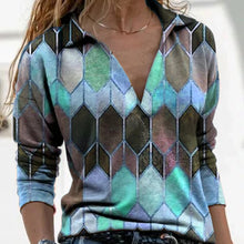 Load image into Gallery viewer, UMEKO Women Vintage Rhombus Print Shirt