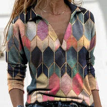 Load image into Gallery viewer, UMEKO Women Vintage Rhombus Print Shirt