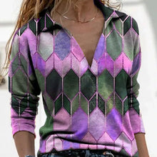 Load image into Gallery viewer, UMEKO Women Vintage Rhombus Print Shirt