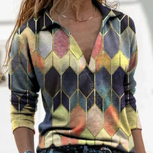 Load image into Gallery viewer, UMEKO Women Vintage Rhombus Print Shirt