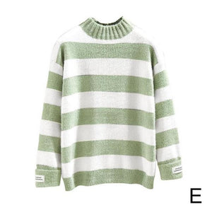 Women Stripe Turtleneck Sweater
