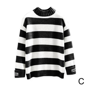 Women Stripe Turtleneck Sweater