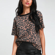 Load image into Gallery viewer, AACHOAE Women Leopard Print O-Neck Short Sleeve Top