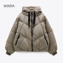 Load image into Gallery viewer, WIXRA Women Cotton Loose Pocket Zipper Casual Hooded Coat