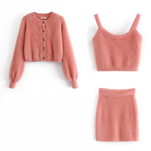 WIXRA Women Long Sleeve Cardigan+ Elastic Waist Shorts 2/3 Piece Sets