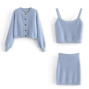 WIXRA Women Long Sleeve Cardigan+ Elastic Waist Shorts 2/3 Piece Sets