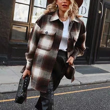 Load image into Gallery viewer, KLACWAYA Women Long Sleeve Woolen Vintage Coat