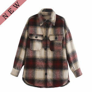 KLACWAYA Women Long Sleeve Woolen Vintage Coat