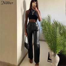 Load image into Gallery viewer, NIBBER Women Straight Faux PU Leather Pants
