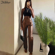 Load image into Gallery viewer, NIBBER Women Straight Faux PU Leather Pants