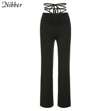 Load image into Gallery viewer, NIBBER Women High Waist Hollow Bandage Straight Pants