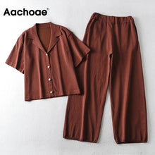 Load image into Gallery viewer, AACHOAE Women Casual 2 Piece Set Short Sleeve Top And Wide Leg Pants