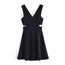 Load image into Gallery viewer, AACHOAE Women Sleeveless Black Mini Dress