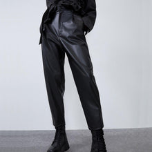 Load image into Gallery viewer, Women High Waist Black Faux Leather Pants