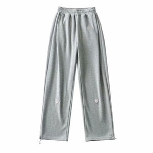 WIXRA Women Straight Elastic Waist Letter Print Sweatpants