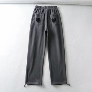 WIXRA Women Straight Elastic Waist Letter Print Sweatpants