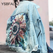 Load image into Gallery viewer, YSBFALNZ Women Cartoon Print Denim Jacket