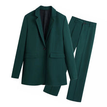 Load image into Gallery viewer, AACHOAE Women 2 Piece Set Single Button Blazer And Slim Long Pants