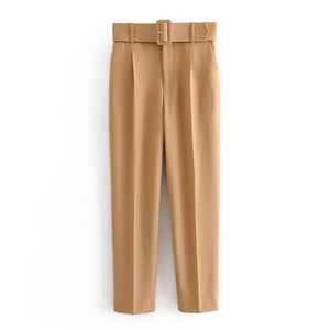 AACHOAE Women Elegant Pencil Pants With Belt