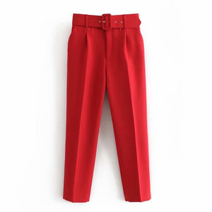 AACHOAE Women Elegant Pencil Pants With Belt