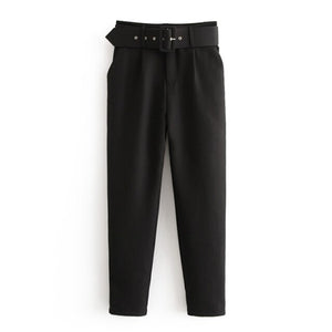 AACHOAE Women Elegant Pencil Pants With Belt