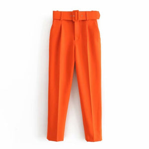 AACHOAE Women Elegant Pencil Pants With Belt