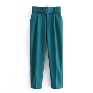 AACHOAE Women Elegant Pencil Pants With Belt