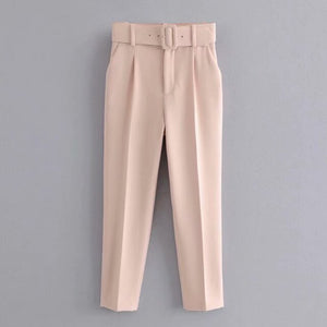 AACHOAE Women Elegant Pencil Pants With Belt