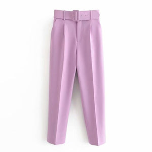 AACHOAE Women Elegant Pencil Pants With Belt