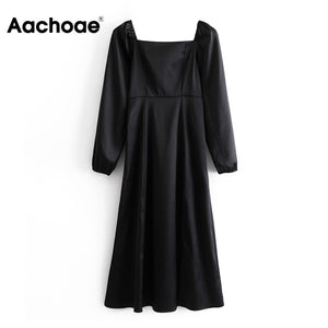 AACHOAE Women Casual Black Dress