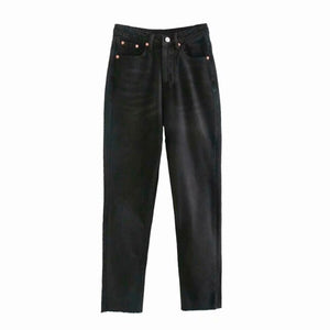 TANGADA Women High Waist Straight Jeans