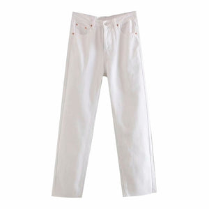 TANGADA Women High Waist Straight Jeans