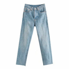 Load image into Gallery viewer, TANGADA Women High Waist Straight Jeans