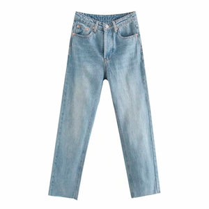 TANGADA Women High Waist Straight Jeans