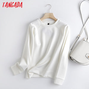 TANGADA WomenWhite Oversize Long Sleeve Pullover