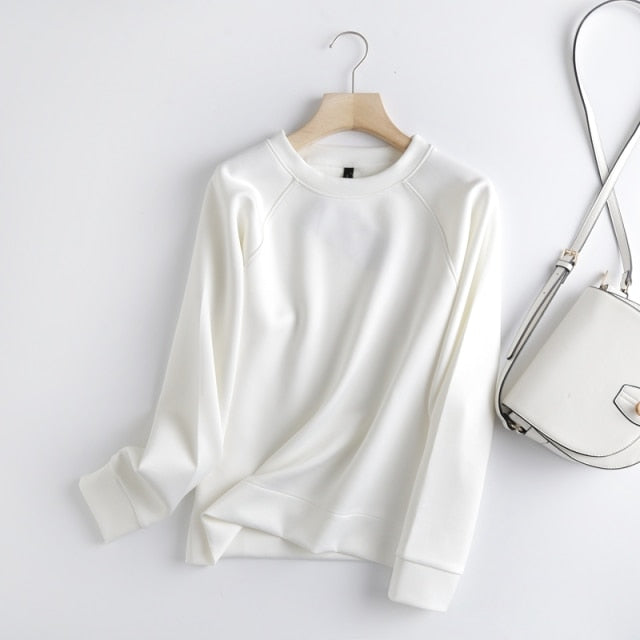 TANGADA WomenWhite Oversize Long Sleeve Pullover