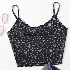 Women Kawaii Printing Sleevesless Crop Top